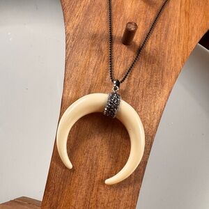 Free People Crescent Pendant Necklace with Black Chain